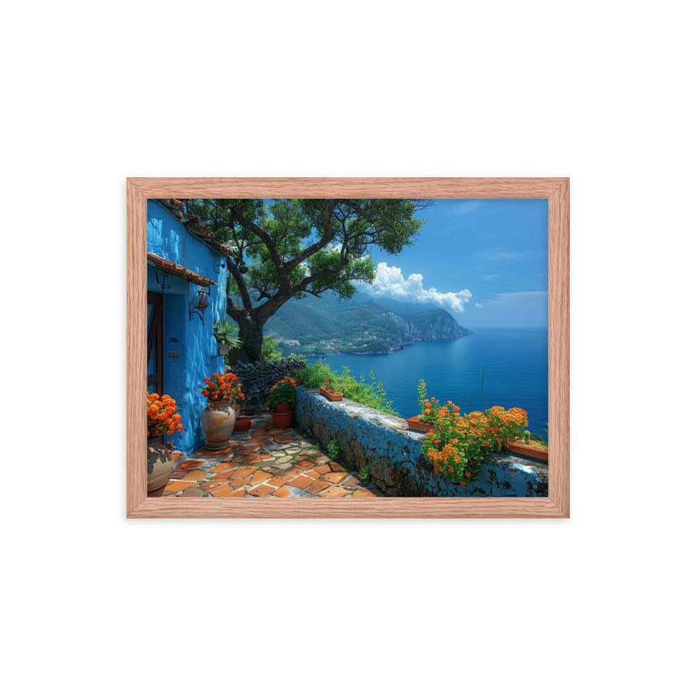 Italy Amalfi Coast Vibrant Seaside Villa Framed Poster - Oh Posters