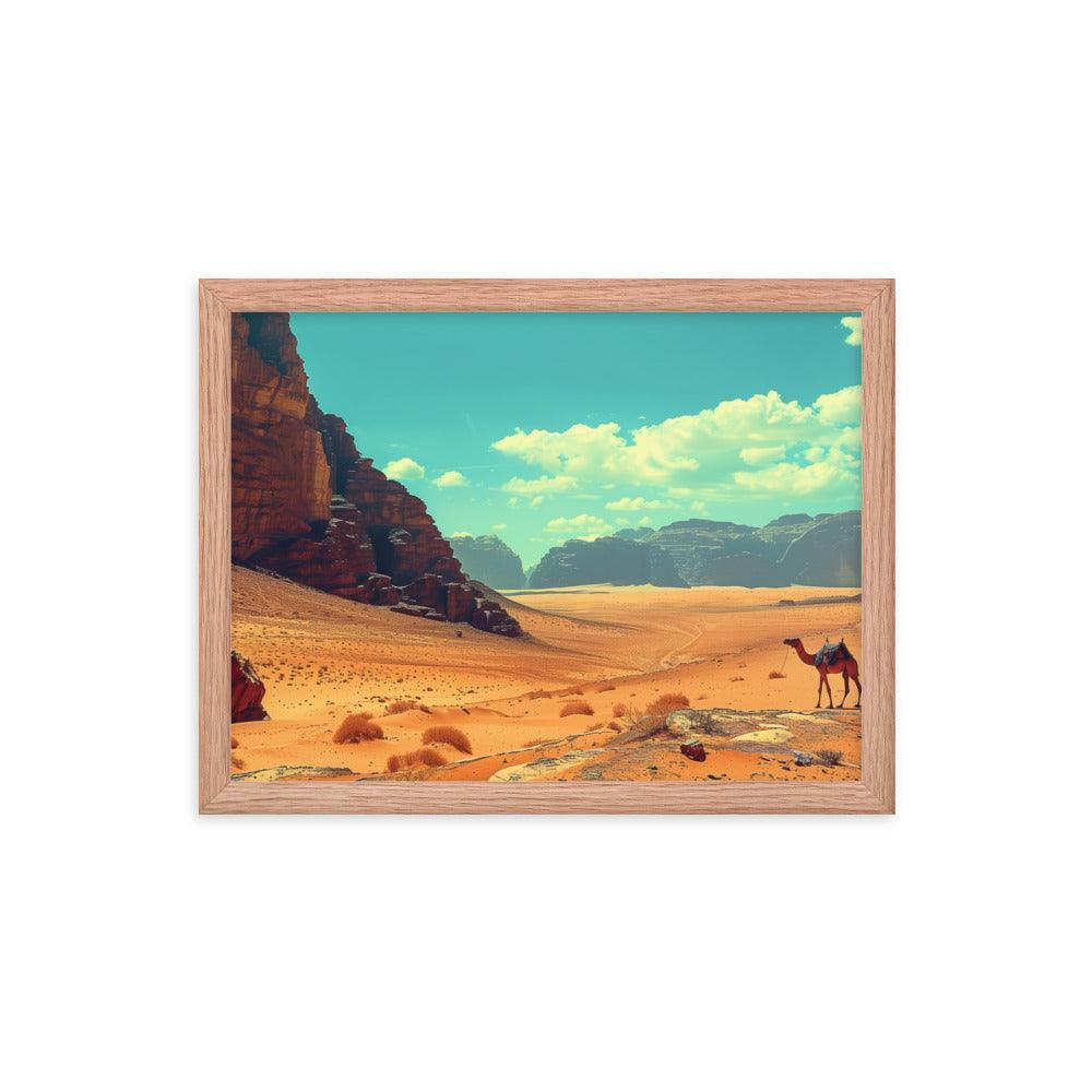 Jordan Wadi Rum Desert Camel Landscape Framed Poster - Oh Posters