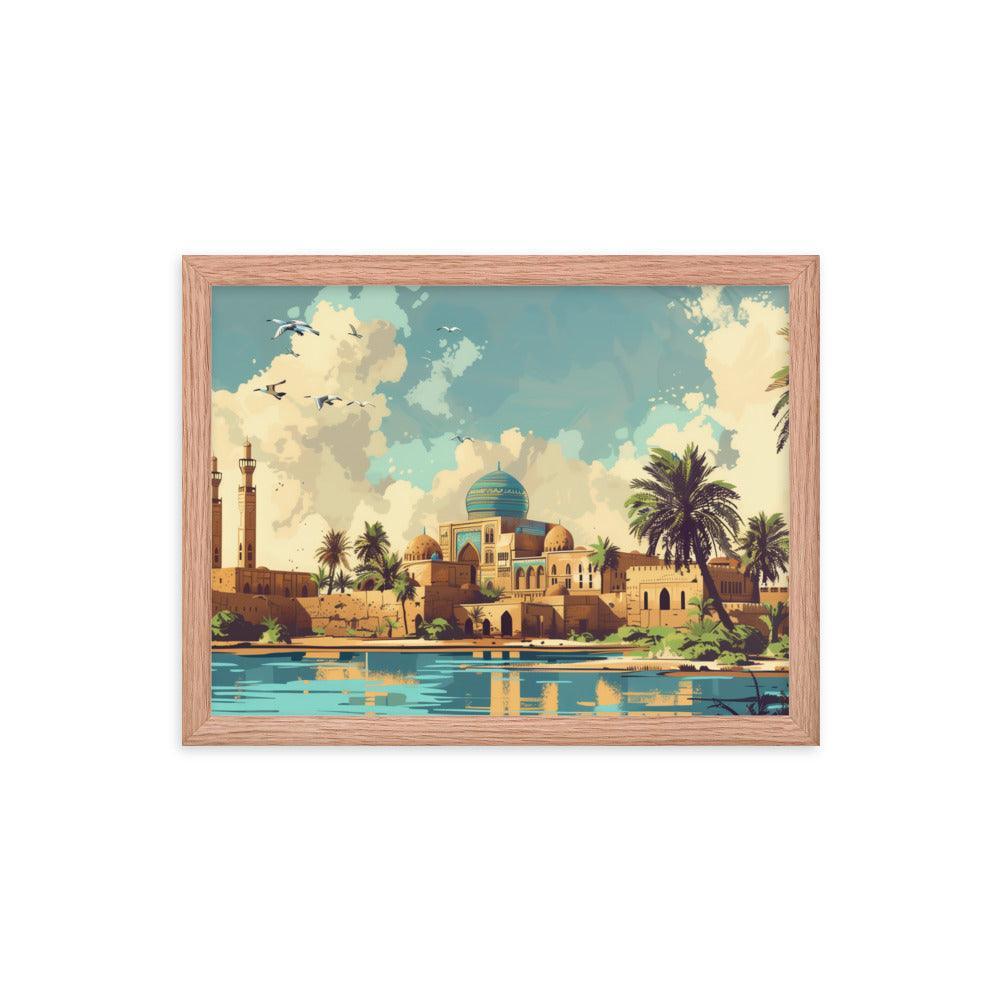 Iraq Riverside Mosque Tropical Landscape Framed Poster - Oh Posters