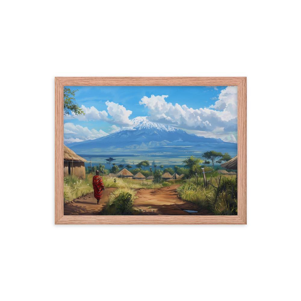 Kenya Maasai Village Kilimanjaro View Framed Poster - Oh Posters