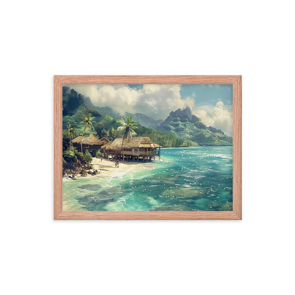 Nauru Tropical Beachside Village Framed Poster - Oh Posters