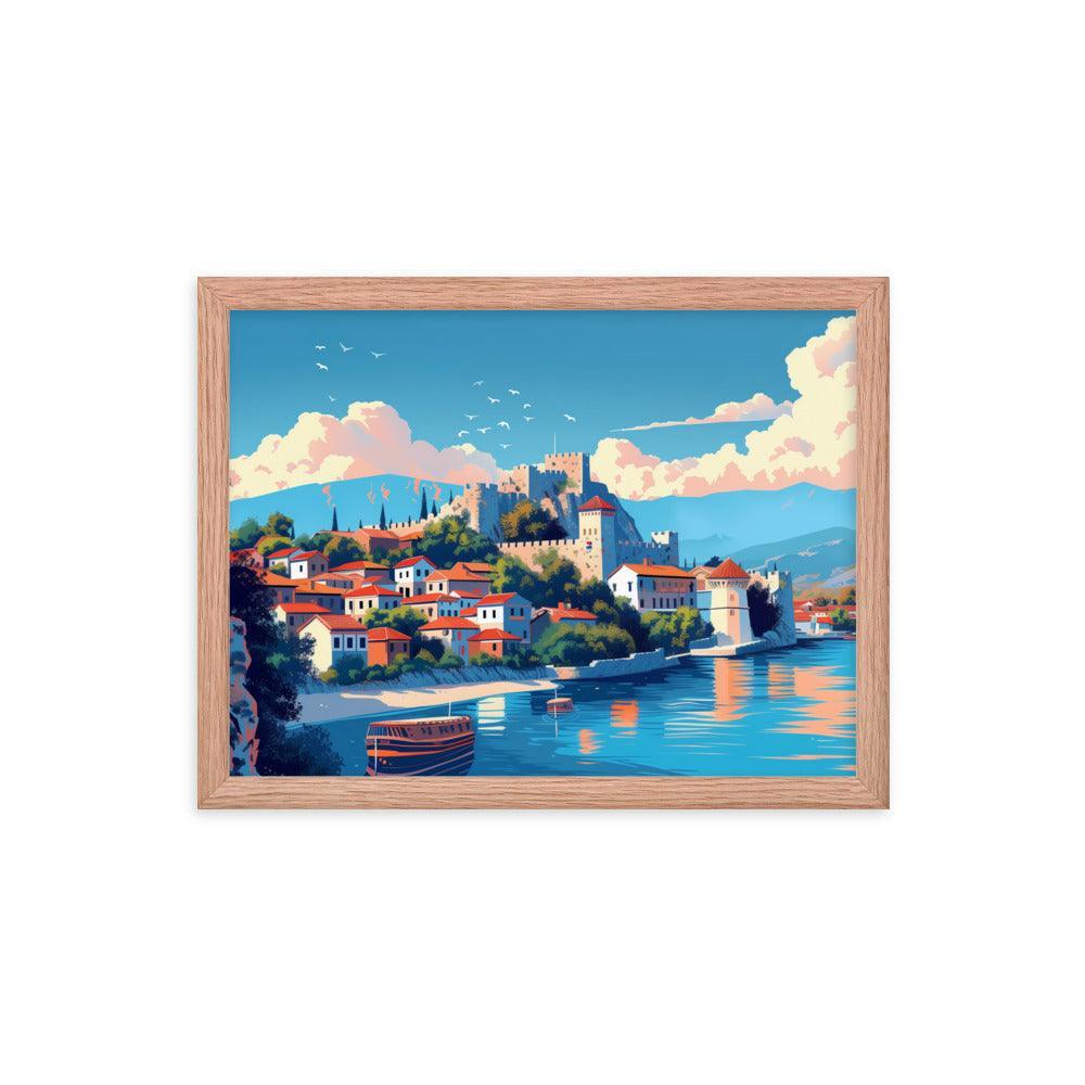 North Macedonia Historic Castle by the Lake Framed Poster - Oh Posters