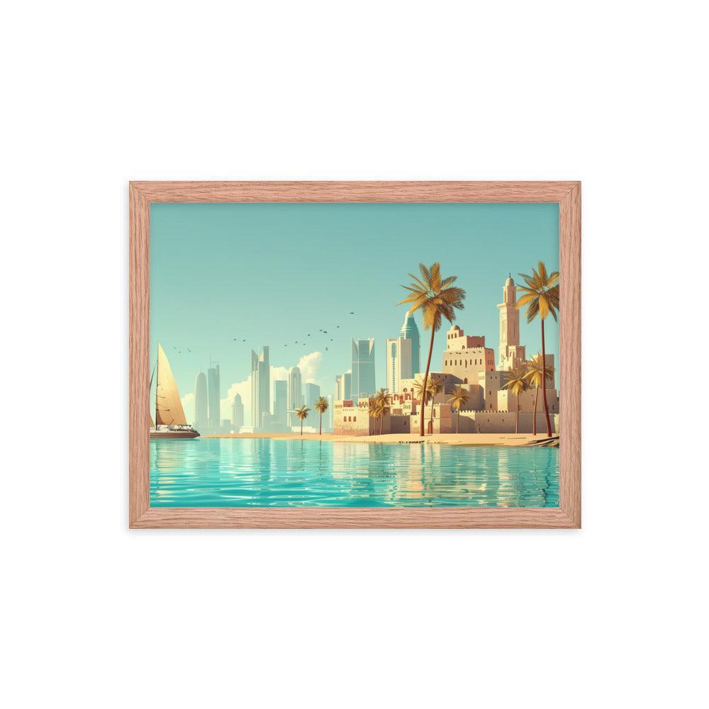 Qatar Traditional and Modern Architecture Seaside Framed Poster - Oh Posters