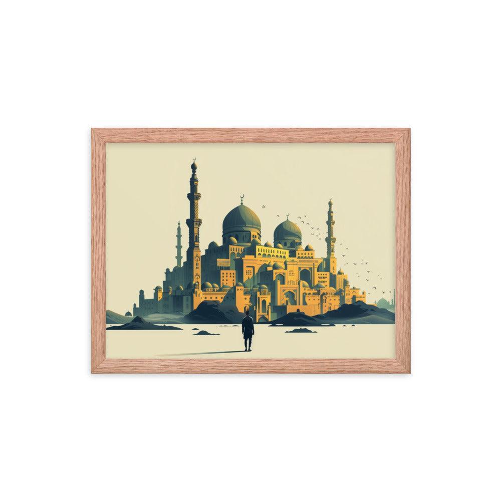 Saudi Arabia Majestic Mosque Desert Landscape Framed Poster - Oh Posters