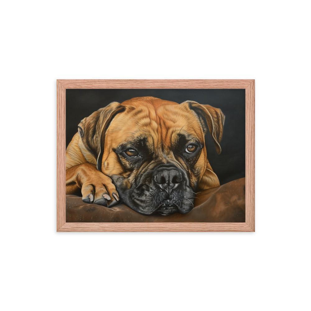 Bullmastiff Resting Portrait Painting Framed Poster - Oh Posters