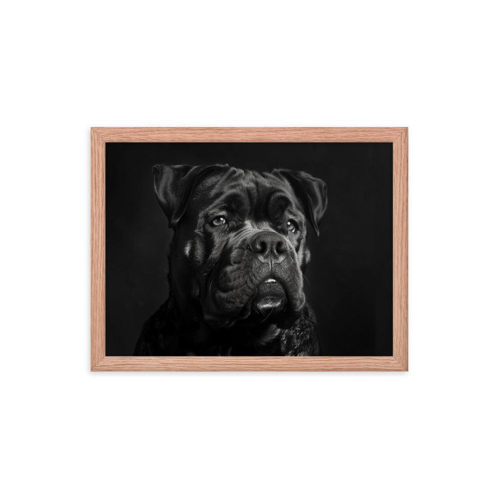 Cane Corso Black and White Close-Up Portrait Framed Poster - Oh Posters