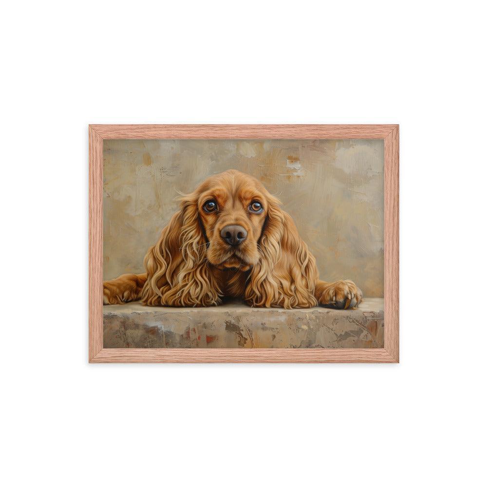 English Cocker Spaniel Resting on Textured Background Painting Framed Poster - Oh Posters