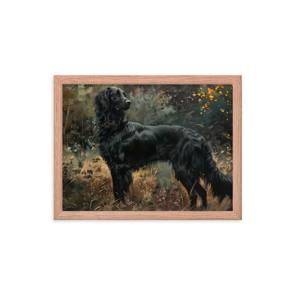 Flat-Coated Retriever in Forest Painting Framed Poster - Oh Posters