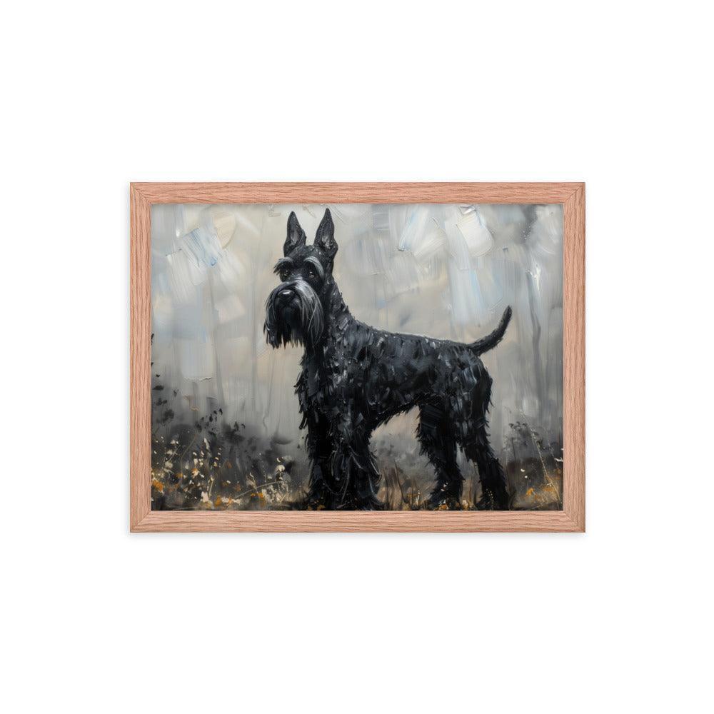 Giant Schnauzer Abstract Black and Gray Portrait Framed Poster - Oh Posters