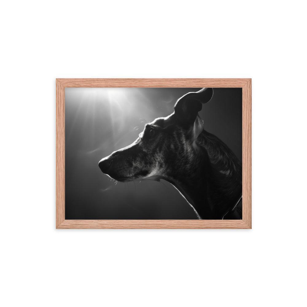 Greyhound Dramatic Black and White Lighting Framed Poster - Oh Posters