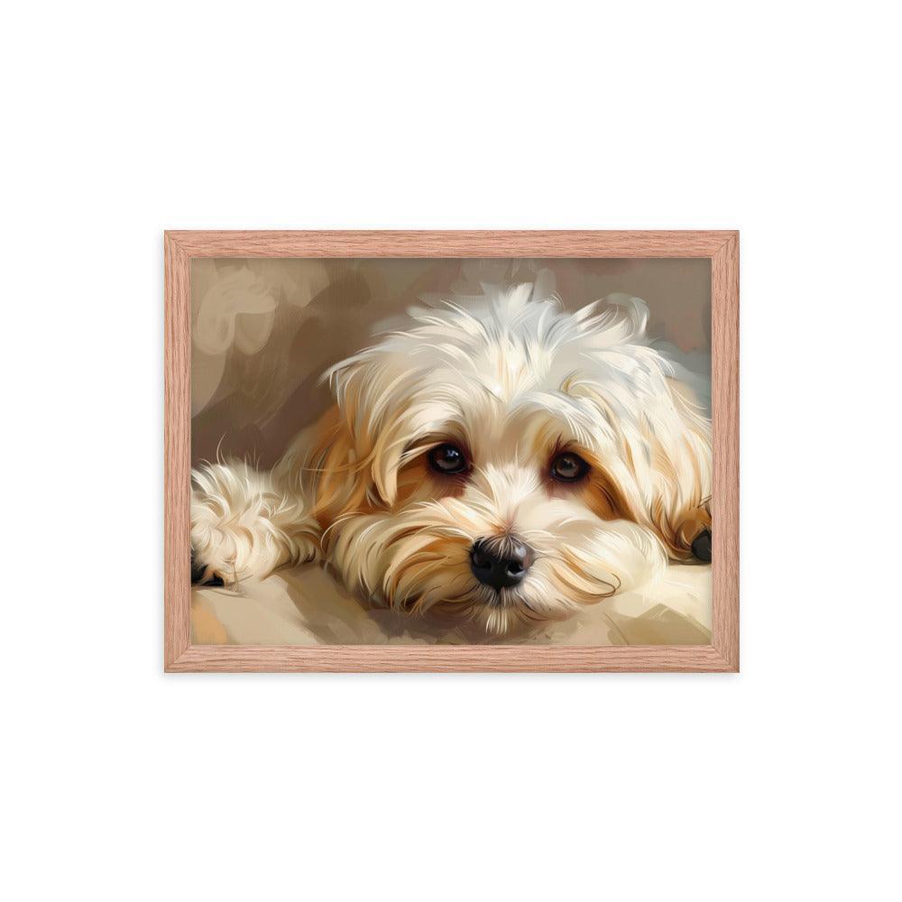 Havanese Puppy Resting Digital Painting Framed Poster - Oh Posters