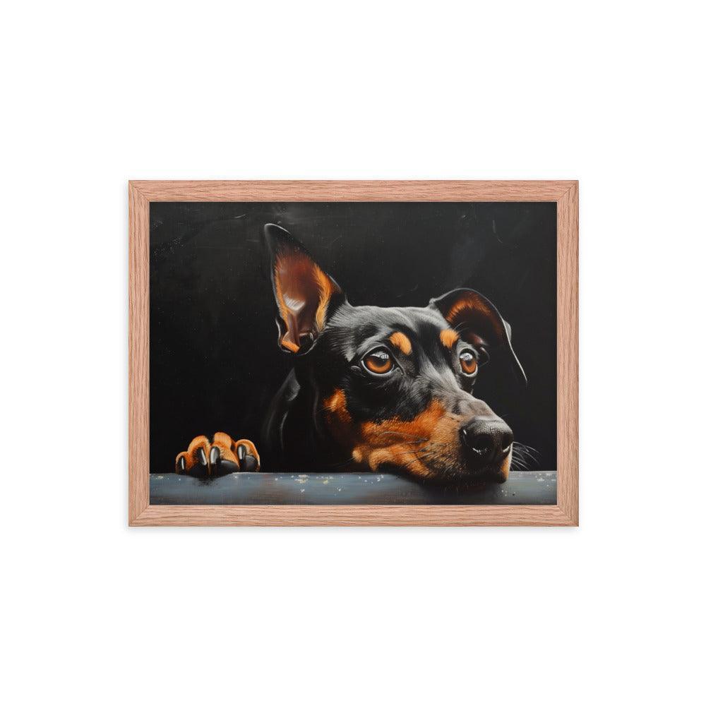 Manchester Terrier Painting with Dark Background Framed Poster - Oh Posters