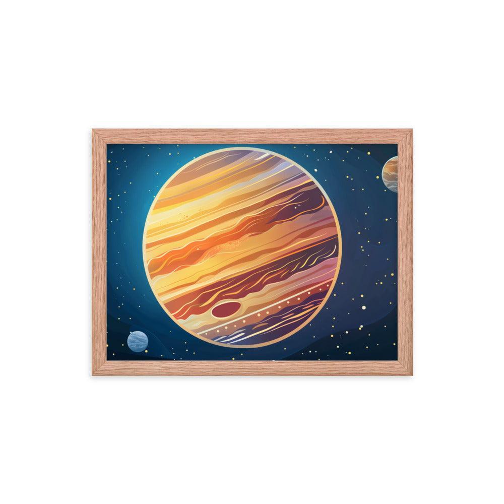 Jupiter Colorful Space Illustration Astronomy Art Framed Poster - Oh Posters