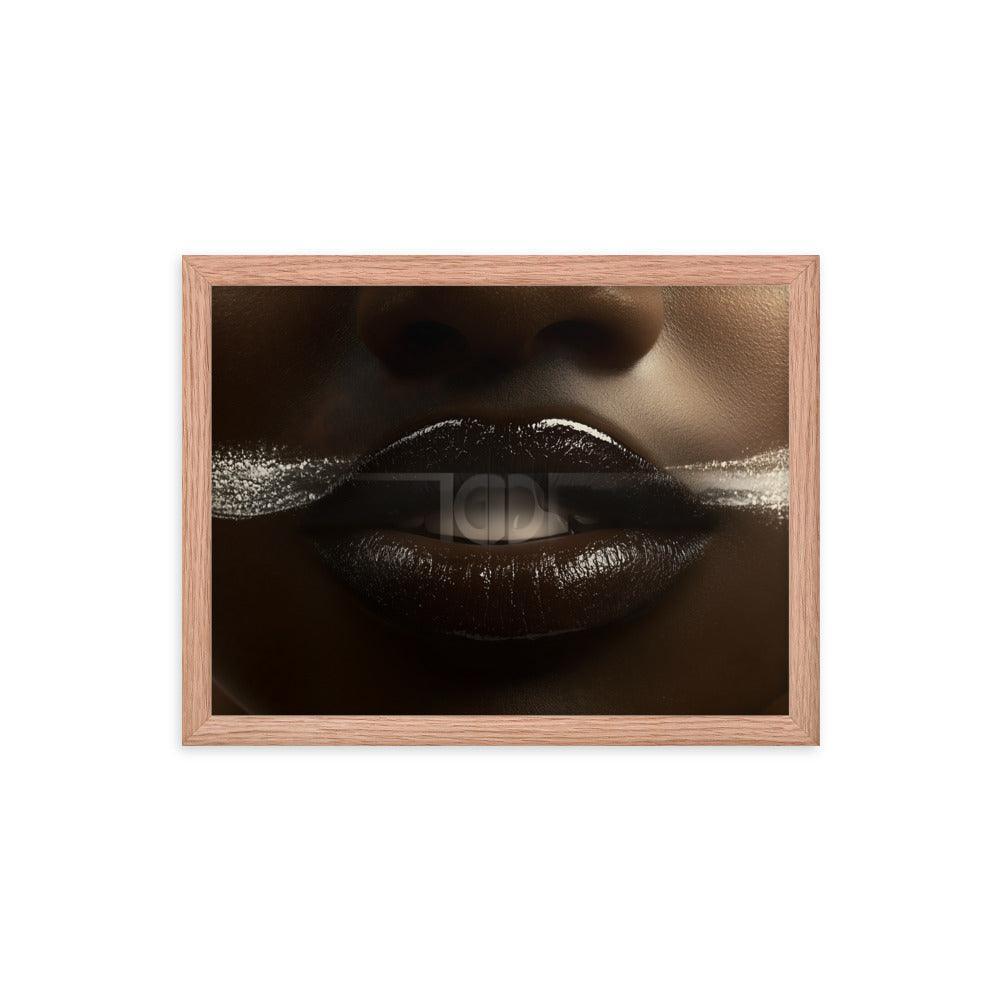 Bold Abstract Face Art with White Accents for Modern Aesthetic Framed Poster - Oh Posters