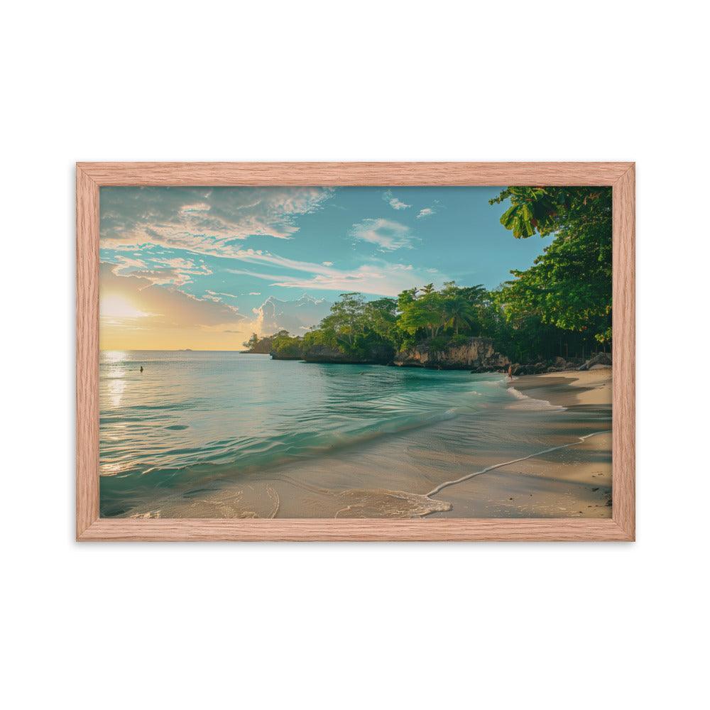 Jamaica Tranquil Seaside Sunset Framed Poster - Oh Posters