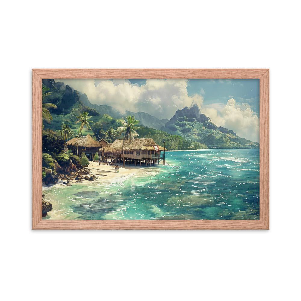 Nauru Tropical Beachside Village Framed Poster - Oh Posters