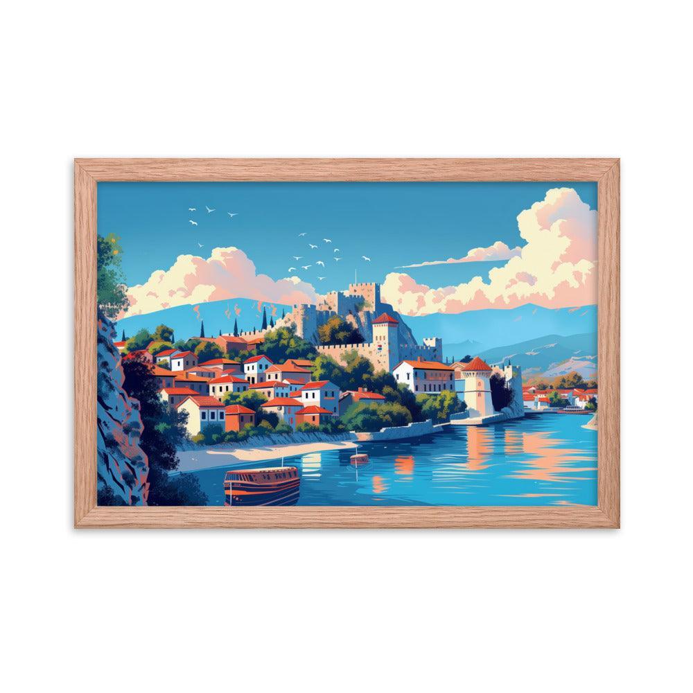 North Macedonia Historic Castle by the Lake Framed Poster - Oh Posters