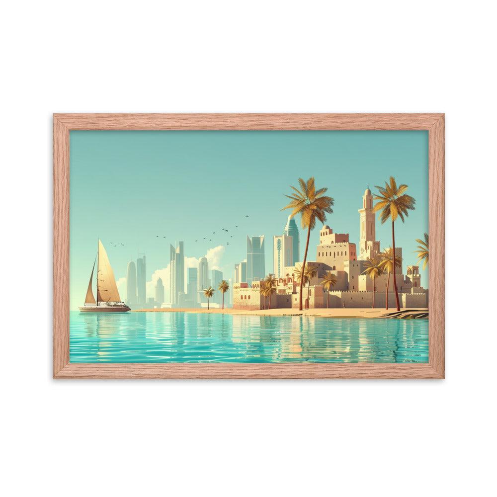 Qatar Traditional and Modern Architecture Seaside Framed Poster - Oh Posters