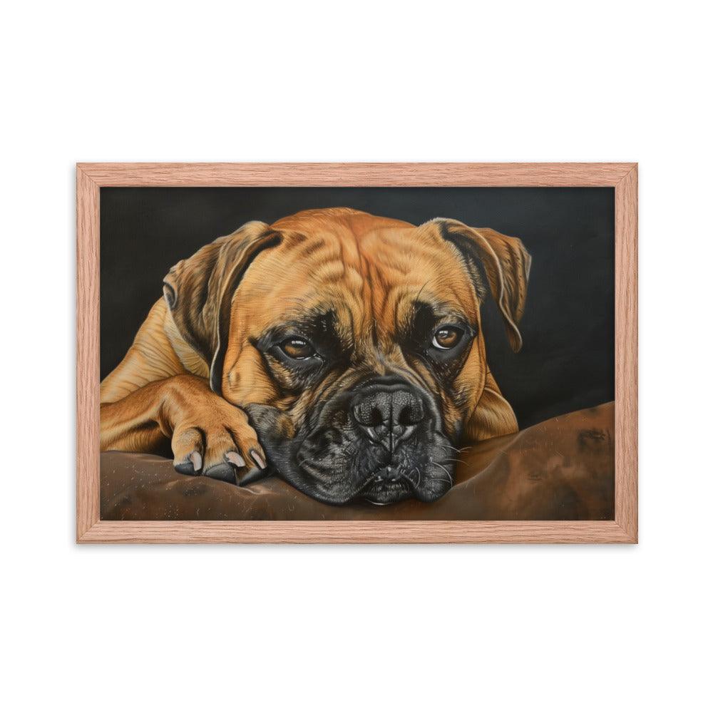 Bullmastiff Resting Portrait Painting Framed Poster - Oh Posters