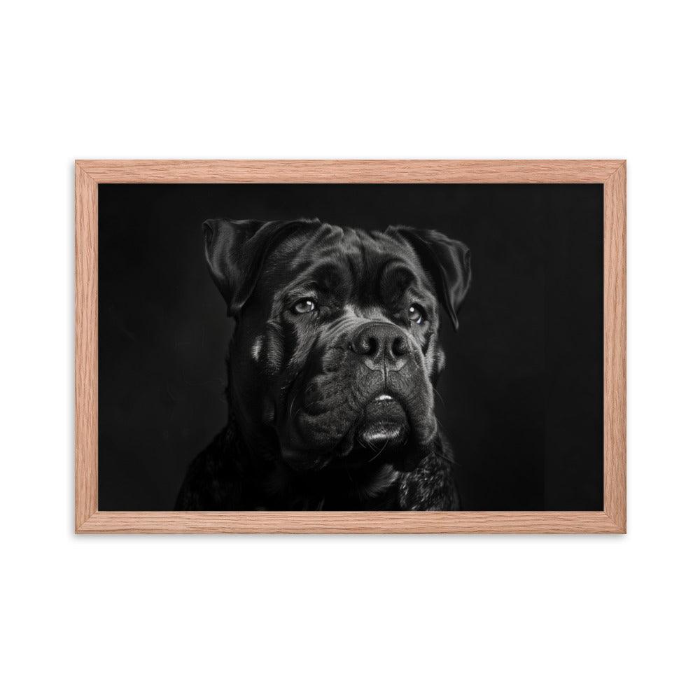 Cane Corso Black and White Close-Up Portrait Framed Poster - Oh Posters