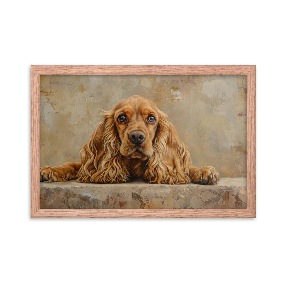 English Cocker Spaniel Resting on Textured Background Painting Framed Poster - Oh Posters