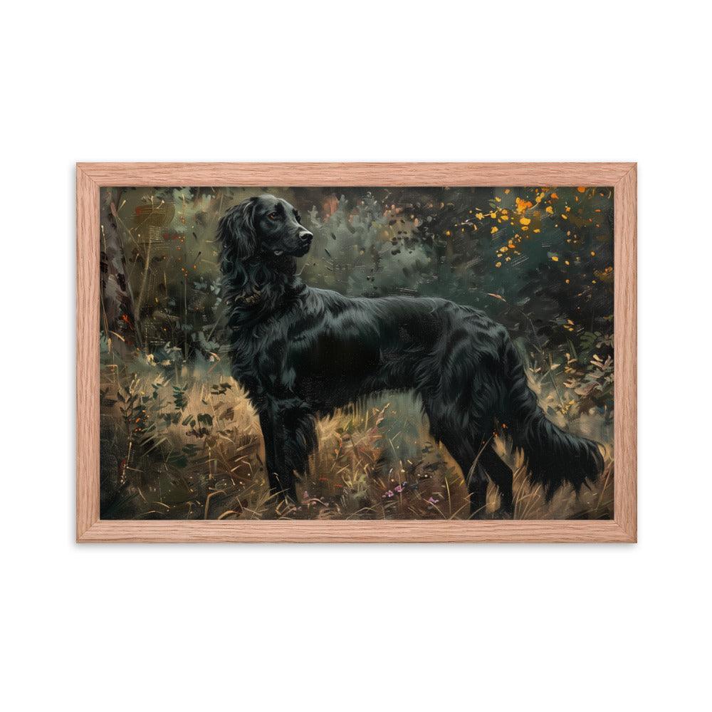 Flat-Coated Retriever in Forest Painting Framed Poster - Oh Posters