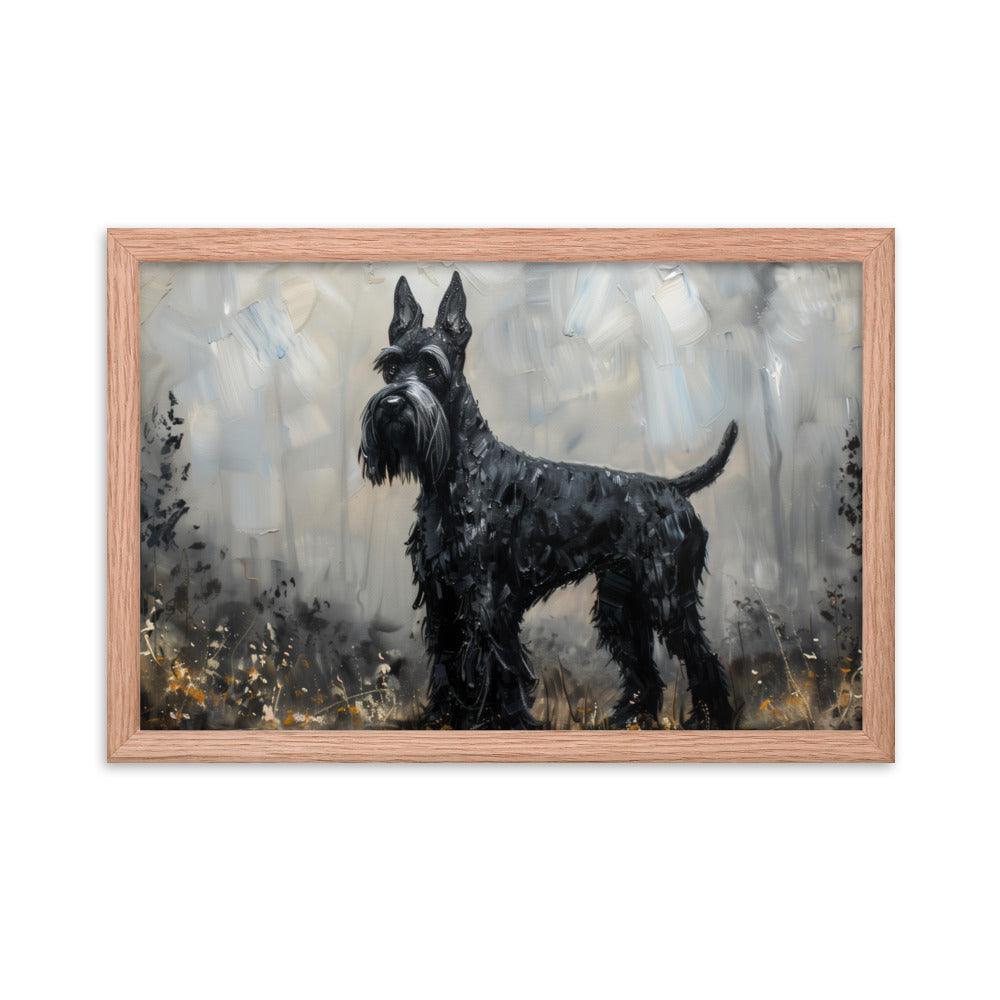 Giant Schnauzer Abstract Black and Gray Portrait Framed Poster - Oh Posters