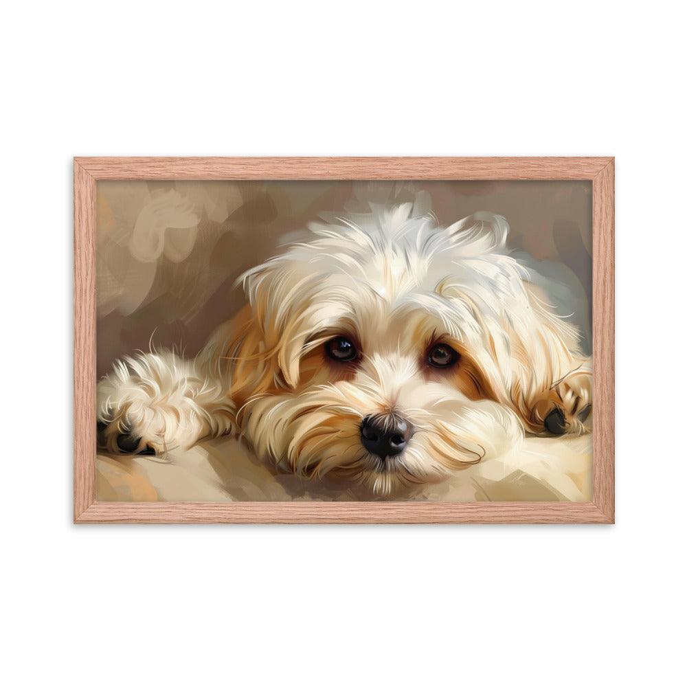 Havanese Puppy Resting Digital Painting Framed Poster - Oh Posters