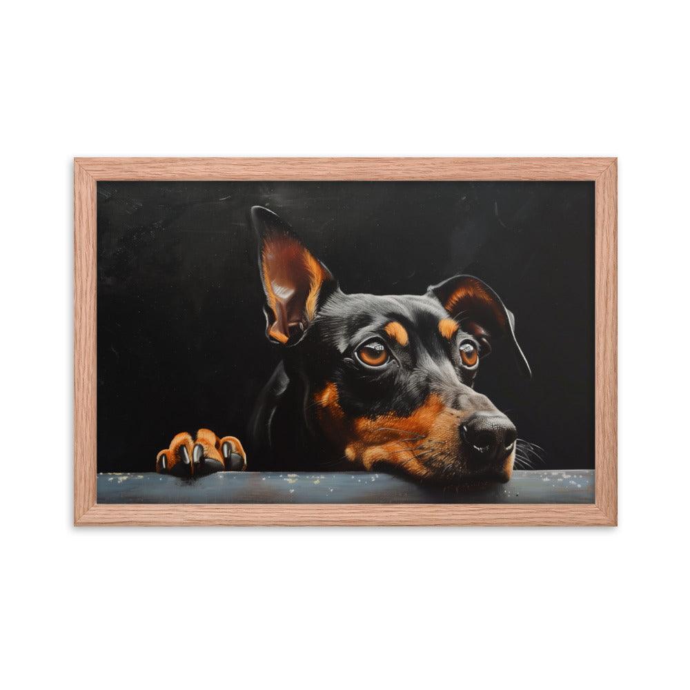 Manchester Terrier Painting with Dark Background Framed Poster - Oh Posters