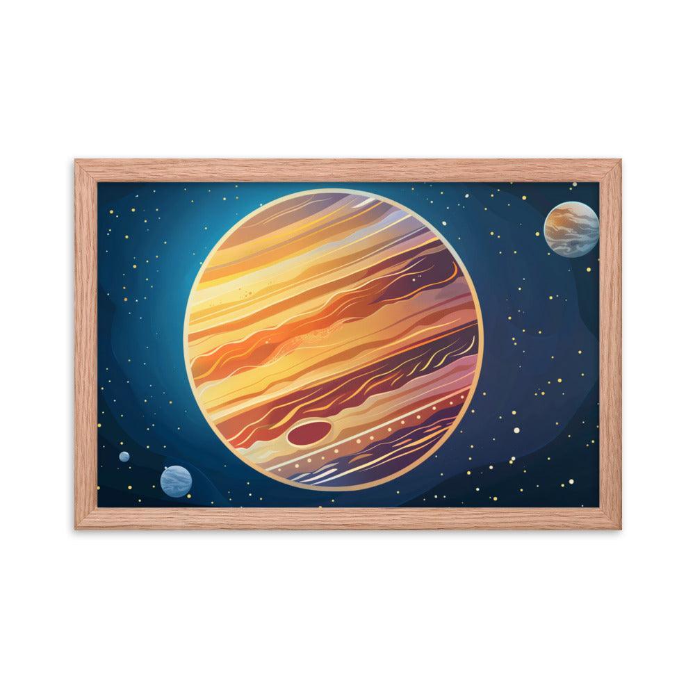 Jupiter Colorful Space Illustration Astronomy Art Framed Poster - Oh Posters