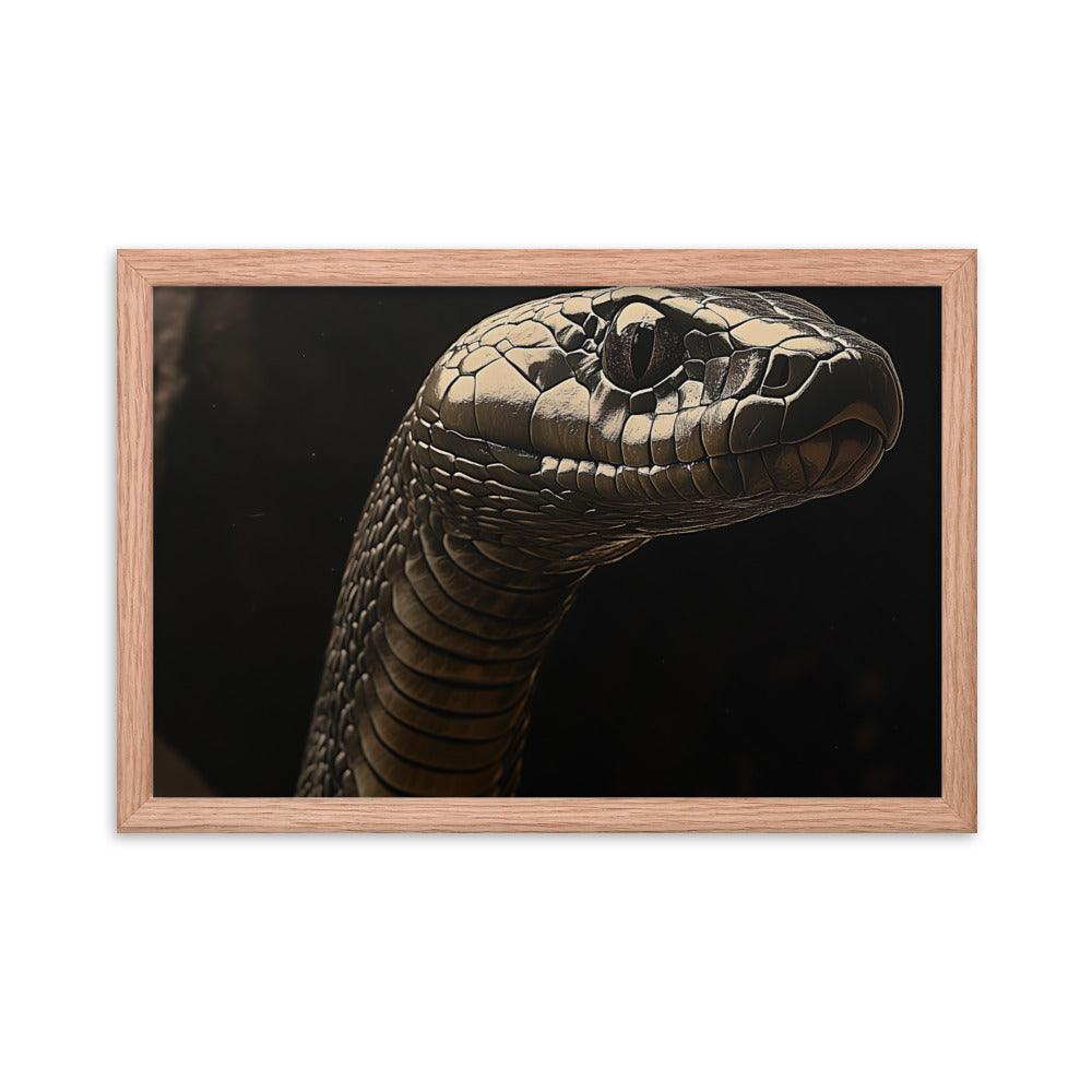 Cobra Snake Realistic Dark Portrait Digital Art Framed Poster - Oh Posters