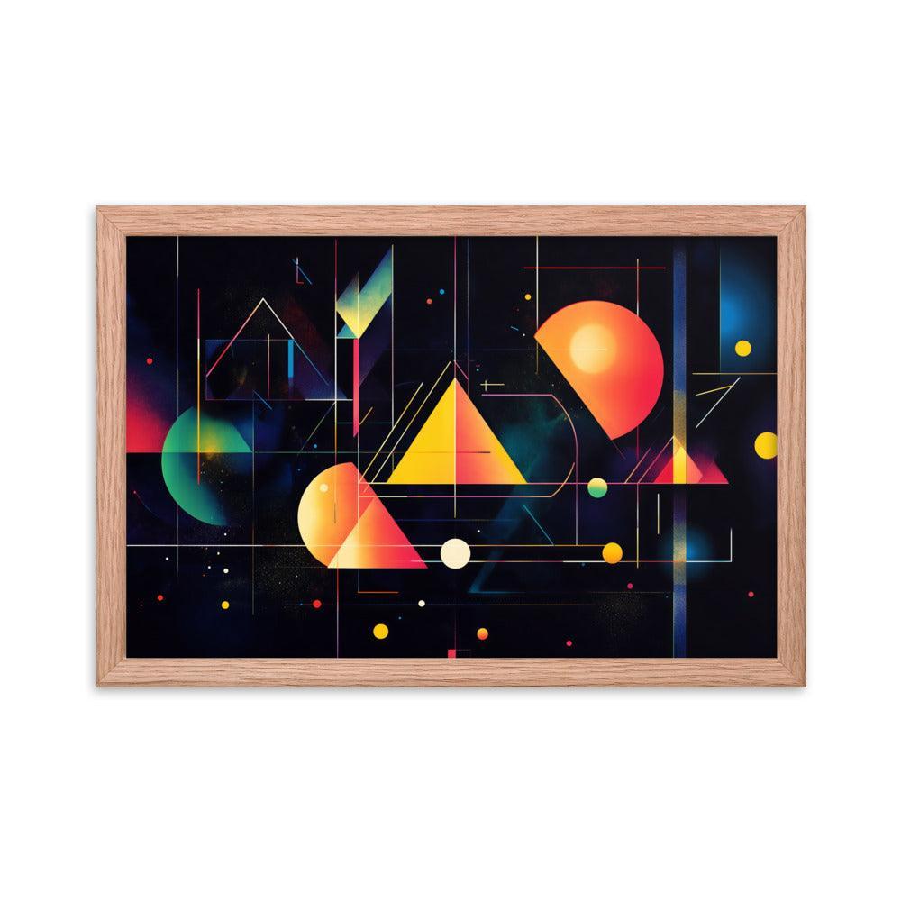 Cosmic Geometric Art with Abstract Shapes and Colorful Patterns for Modern Aesthetics Framed Poster - Oh Posters