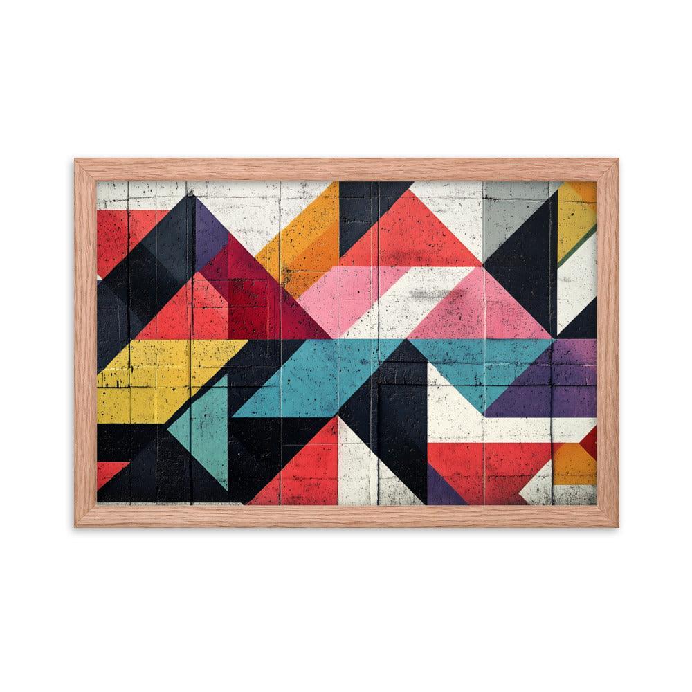 Vibrant Geometric Art Pattern With Bold Colors and Abstract Shapes Framed Poster - Oh Posters