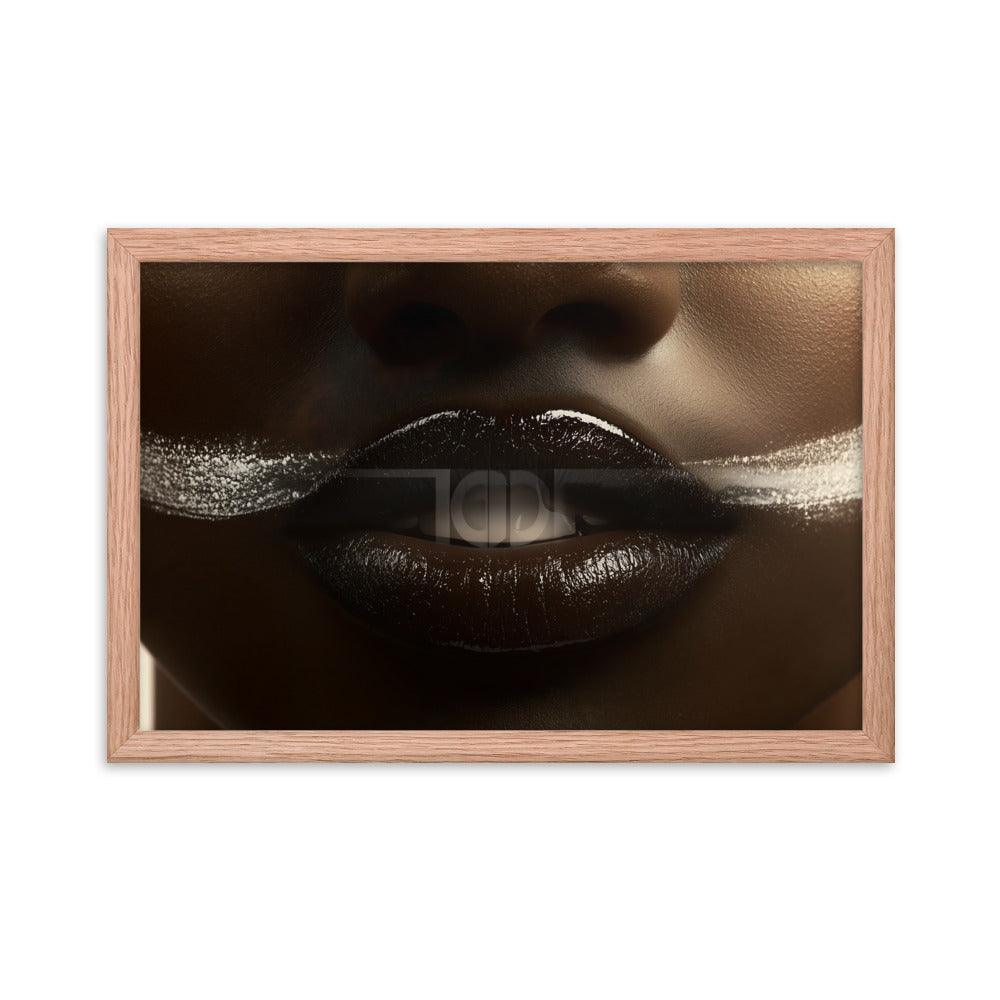 Bold Abstract Face Art with White Accents for Modern Aesthetic Framed Poster - Oh Posters