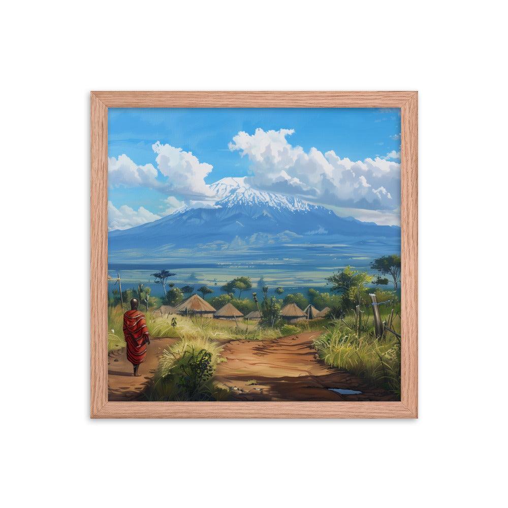 Kenya Maasai Village Kilimanjaro View Framed Poster - Oh Posters