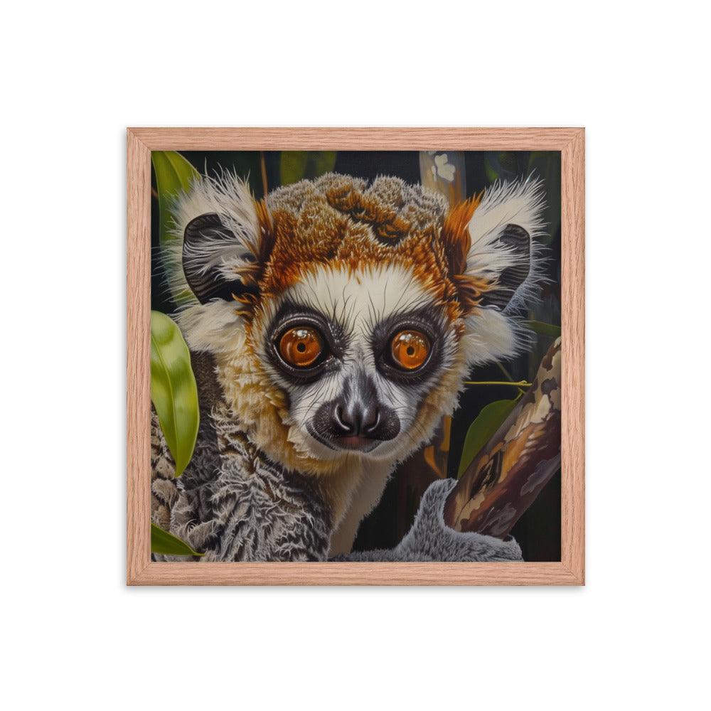 Madagascar Brown Lemur Realistic Wildlife Art Framed Poster - Oh Posters