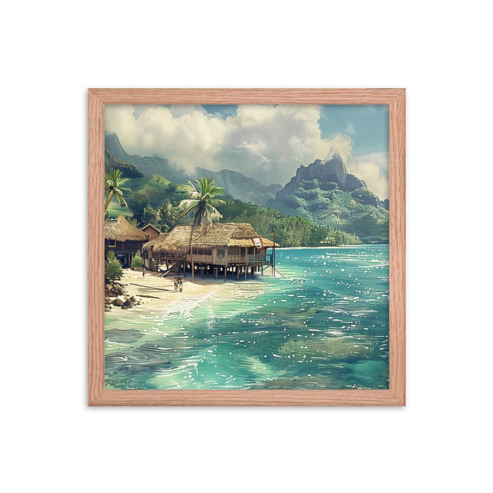 Nauru Tropical Beachside Village Framed Poster - Oh Posters