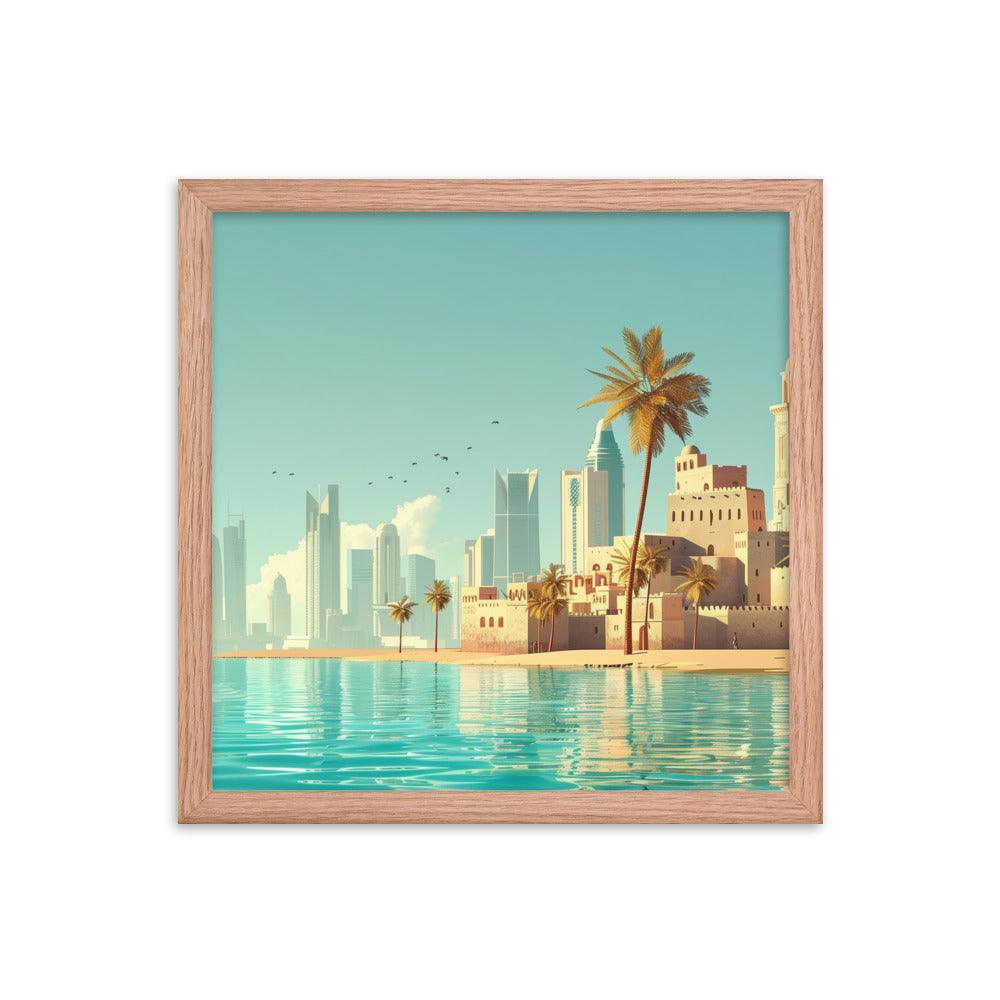 Qatar Traditional and Modern Architecture Seaside Framed Poster - Oh Posters