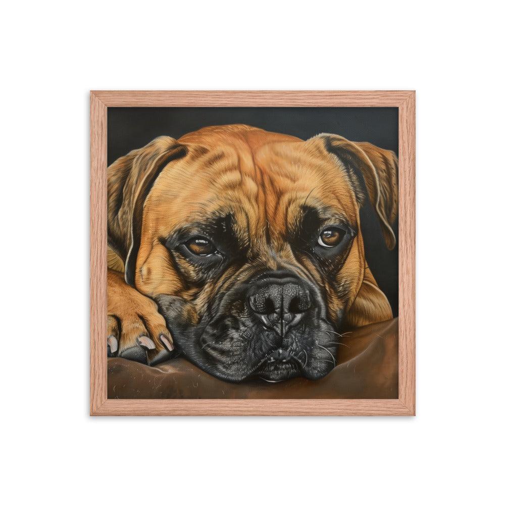 Bullmastiff Resting Portrait Painting Framed Poster - Oh Posters