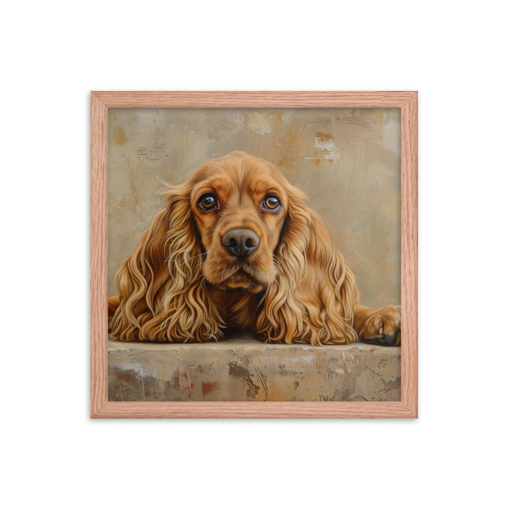 English Cocker Spaniel Resting on Textured Background Painting Framed Poster - Oh Posters