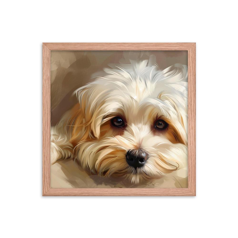 Havanese Puppy Resting Digital Painting Framed Poster - Oh Posters