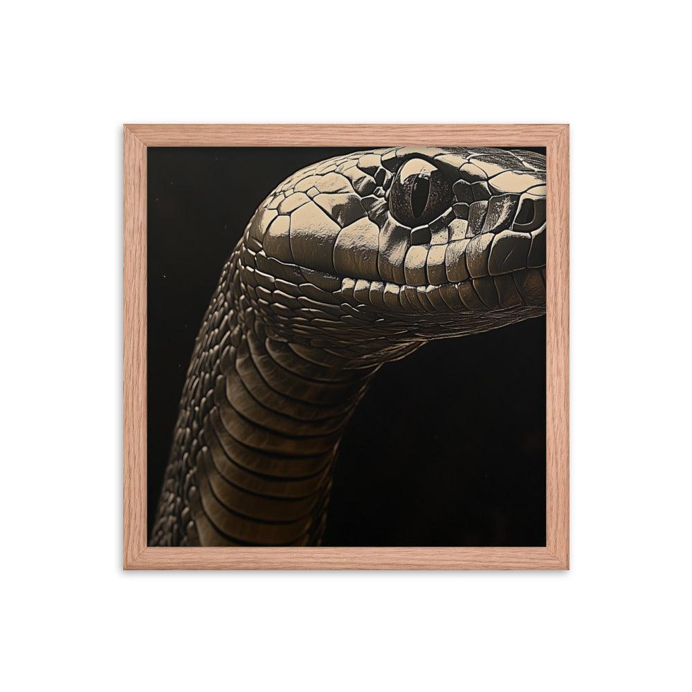 Cobra Snake Realistic Dark Portrait Digital Art Framed Poster - Oh Posters