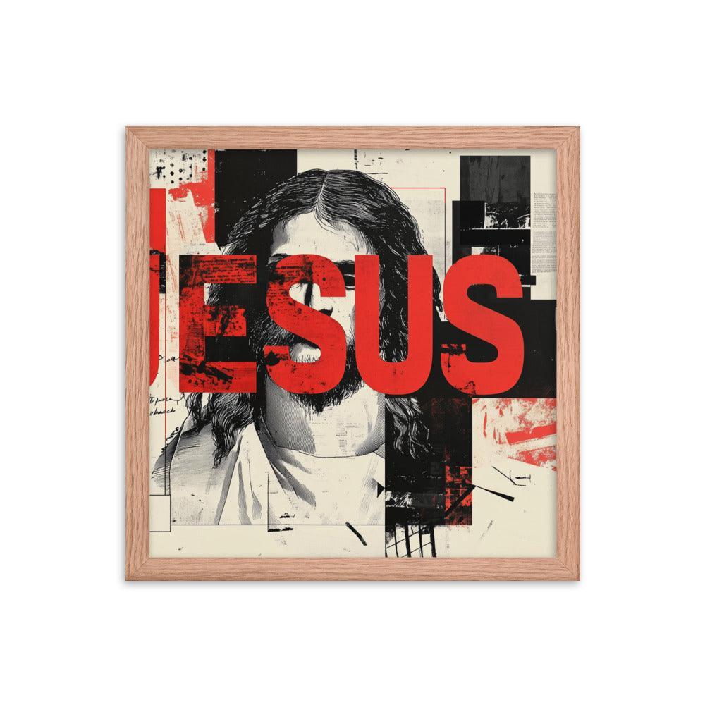 Jesus Typography Heals Abstract Collage Art Framed Poster - Oh Posters