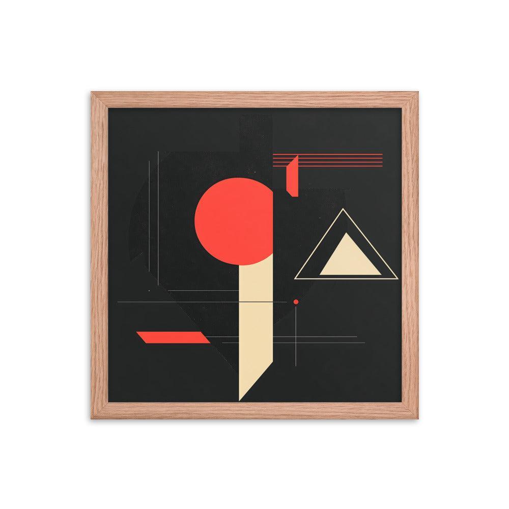 Bold Geometric Art Shapes Red Circle Black Framed Poster - Oh Posters