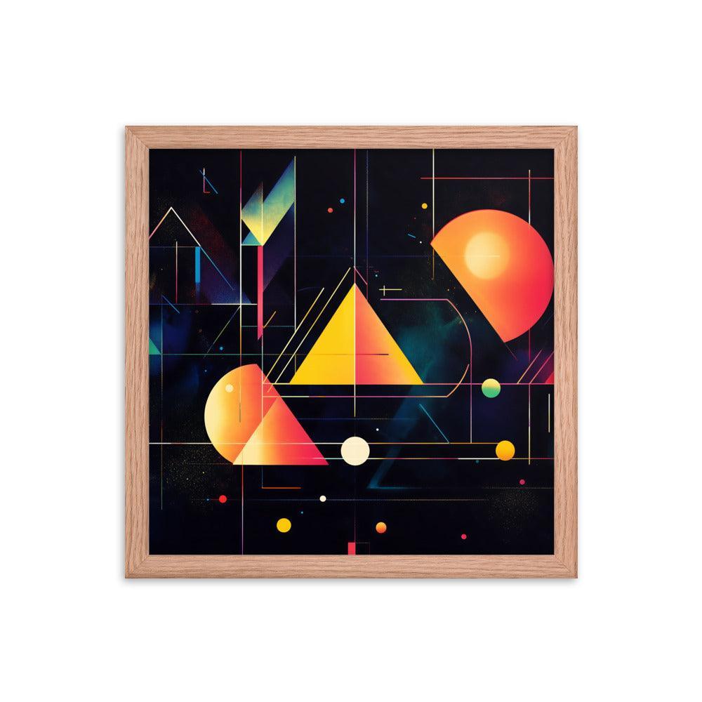 Cosmic Geometric Art with Abstract Shapes and Colorful Patterns for Modern Aesthetics Framed Poster - Oh Posters