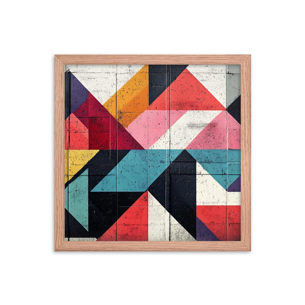 Vibrant Geometric Art Pattern With Bold Colors and Abstract Shapes Framed Poster - Oh Posters