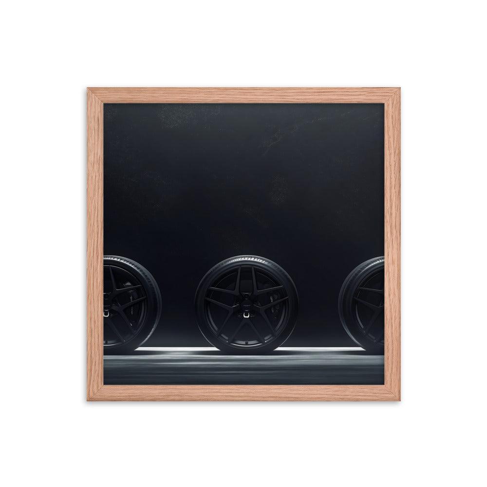 Car Wheels Trio Under Starry Night Sky Framed Poster - Oh Posters