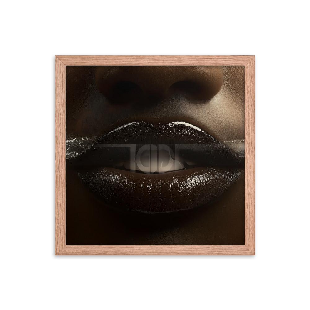 Bold Abstract Face Art with White Accents for Modern Aesthetic Framed Poster - Oh Posters