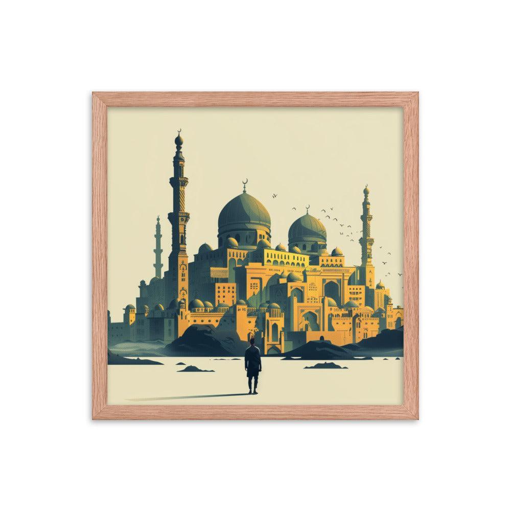 Saudi Arabia Majestic Mosque Desert Landscape Framed Poster - Oh Posters