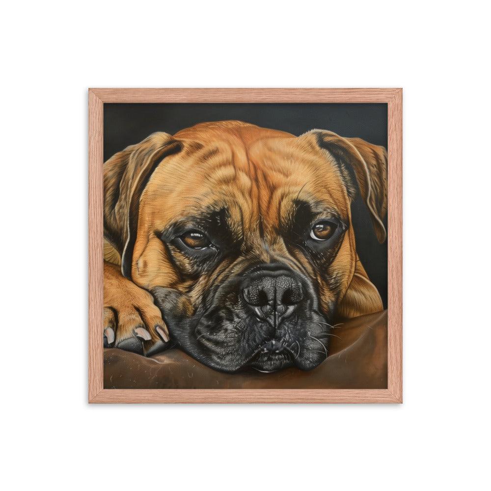 Bullmastiff Resting Portrait Painting Framed Poster - Oh Posters